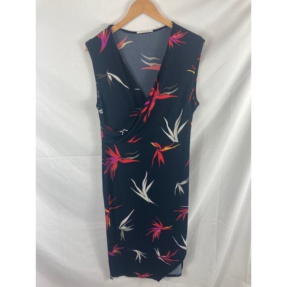 T Tahari Sleeveless Floral Wrap Front Dress 14 - Picture 1 of 4